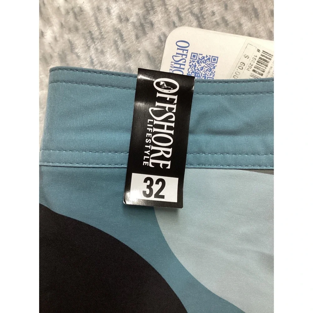 Offshore Lifestyle Puzzled Boardshorts Blue Yellow Geometric Mens 32 NEW‎